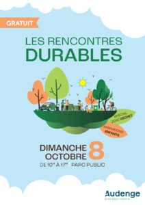 Visuel couv dépliant - Les Rencontres Durables - Parc Public Audenge - Dimanche 8 octobre 2023 - Stand conjoint ÉCO'BAN et COBAN