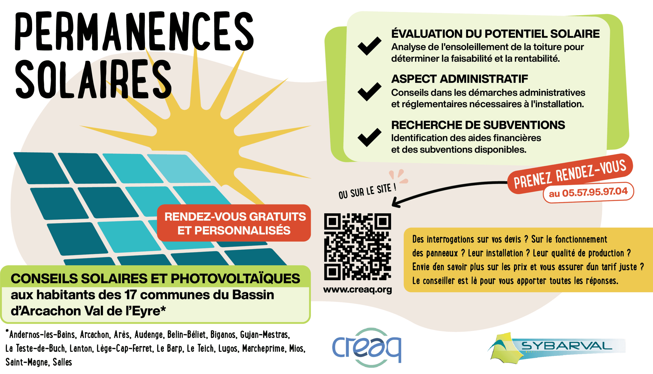 Permanences SOLAIRE 2026 - Conseils Solaire et Photovoltaïque aux habitants du Pays Barval - Affiche